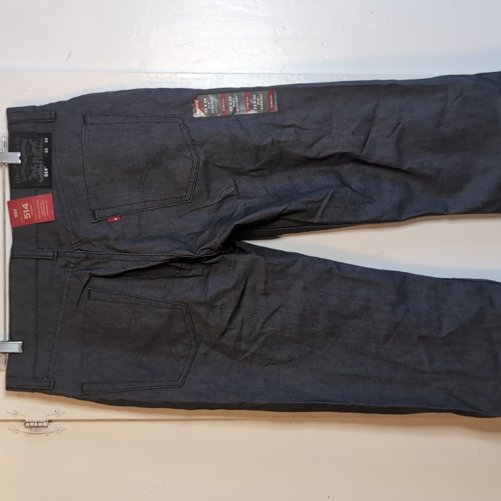 Gray Levi's 514 straight fit raw denim jeans 33x34
